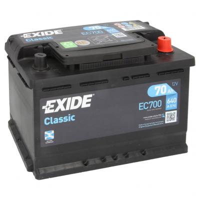 Exide Classic EC700 akkumulátor, 12V 70Ah 640A J+ EU, magas